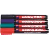 Edding 300-E4 Súprava popisovačov, 4 ks, čierna/modrá/zelená/červená 4-300-4
