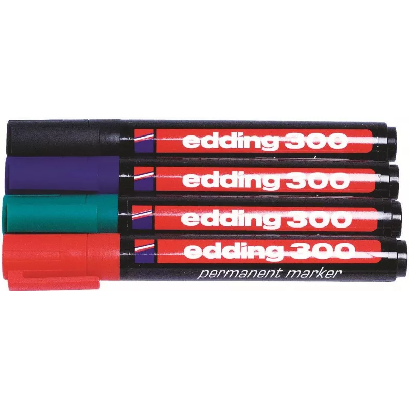 Edding 300-E4 Súprava popisovačov, 4 ks, čierna/modrá/zelená/červená 4-300-4