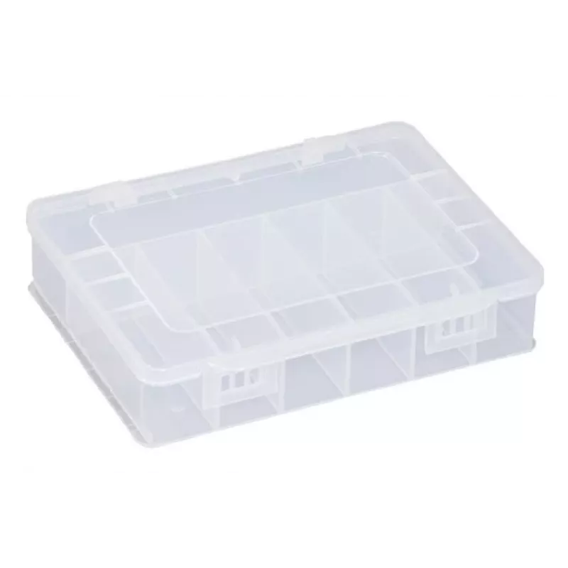 ALLIT EuroPlus Basic Sortimentsbox 18/7, transparentný vysoko odolný polypropylén, 7 priehradiek, čierna 457180