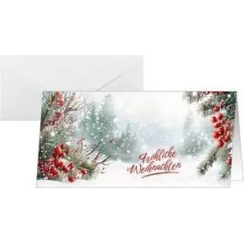 SIGEL DS645 vianočné prianie Scandinavian Snow, DIN Lang na šírku, 250 g/m² biely kartón, atramentová/laserová/kopírovacia tlač, 1 kus