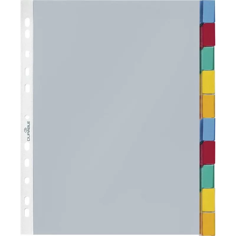 DURABLE A4 registre na prospekty, 10-dielny, farebne triedené taby, polypropylén 663219