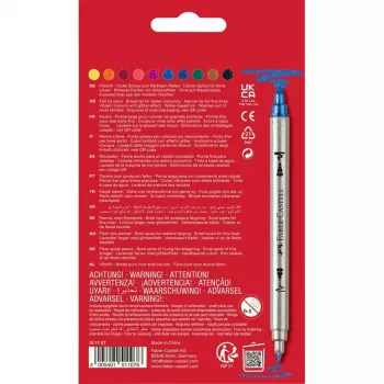 FABER-CASTELL trblietavé fixky s dvojitým hrotom, 10 rôznych farieb, umývateľné, 3-5 mm & 1 mm hroty 151107