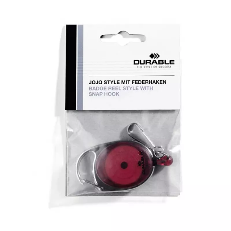 DURABLE Jojo STYLE Držiak na preukaz s pružinovým háčikom 832703, červený