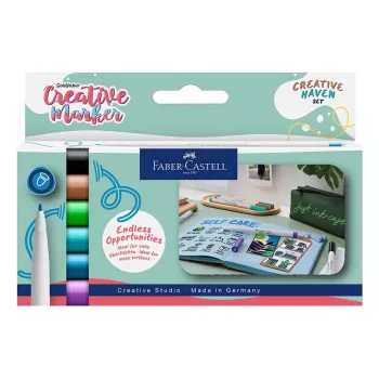 Faber-Castell Goldfaber Creative Marker sada Creative Haven, 6 rôznych farieb, atrament na vodnej báze, štetčekový hrot 160603