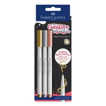 Faber-Castell Creative Marker Goldfaber, blistrové balenie 3 ks, atrament na vodnej báze, bez zápachu, nerozmazateľný a odolný proti striekajúcej vode 161108