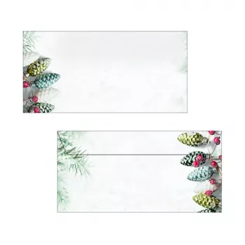 Sigel DU177 Christmas Garland obálka DIN lang (DL, 110 x 220 mm), bez okienka, biela/zelená, 90 g/m², 50 kusov
