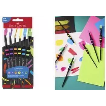 Faber-Castell súprava štetcov zo syntetických vlákien so 6 kusmi a soft-touch zónou na uchopenie, robustná, mäkká syntetika – 1 kus (481622)