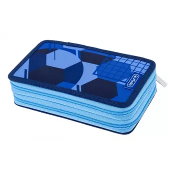 HERLITZ Blue Goal dvojité peračník, 23-dielny, 2 priehradky, zips, farebná vnútorná podšívka 400205859