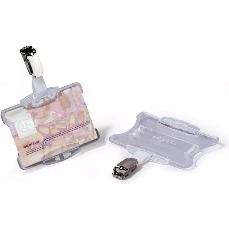 DURABLE držiak na ID karty s otočnou sponou, transparentný, na 1 kartu, balenie 25 ks 811819