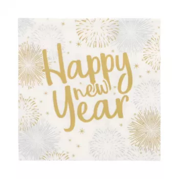 PAPSTAR Happy New Year obrúsky 330 x 330 mm, 3-vrstvové, 1/4 sklad, balenie 20 ks 89772