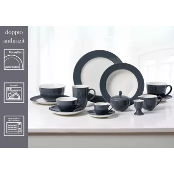 Ritzenhoff & Breker Doppio antracitový tanier na polievku 220 mm porcelán, balenie 6 ks 430219