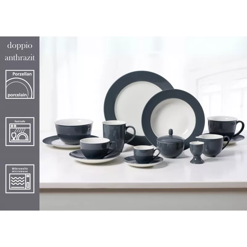 Ritzenhoff & Breker Doppio antracitový tanier na polievku 220 mm porcelán, balenie 6 ks 430219