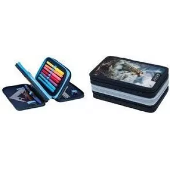 Herlitz TriCase Thunder Rex peračník, 31-dielny, polyester, 3 priehradky, 3 zipsy 400205916