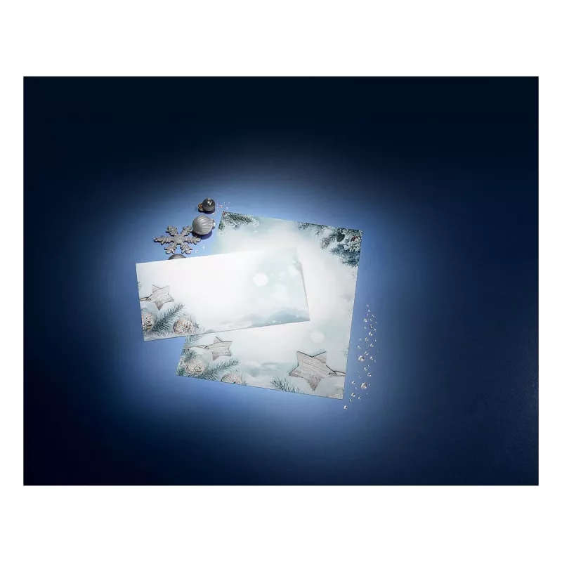 SIGEL Snow Star DL dizajnový papier 110 x 220 mm 80 g/m² modrý/biely DU312