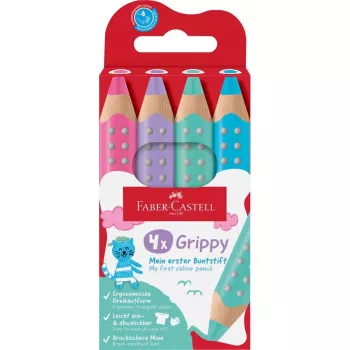 Faber-Castell Grippy Pastel trojuholníkové pastelky, balenie 4 ks, jumbo mäkká náplň pre malé detské ruky 110702