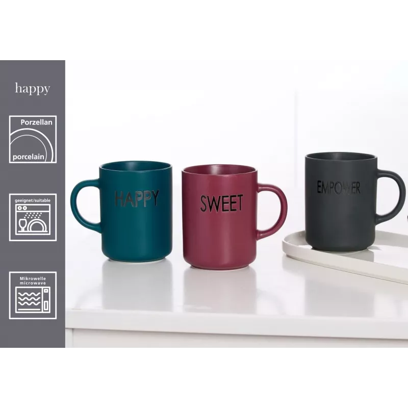 Ritzenhoff & Breker EMPOWER sivé porcelánové kávové šálky, 390 ml, balenie 4 ks 425758