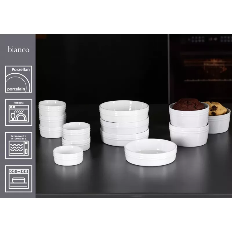 Ritzenhoff & Breker BIANCO sada misiek na pečenie, 245 ml, 4-dielna, porcelán, biela 431452