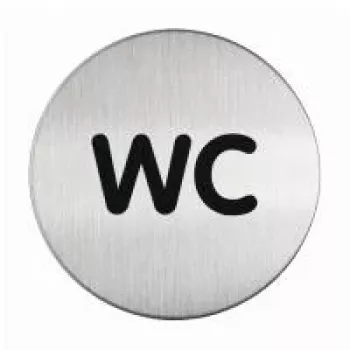 DURABLE PICTO WC tabuľka na dvere, okrúhla 83 mm, samolepiaca, strieborná/čierna 490723