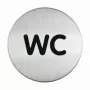 DURABLE PICTO WC tabuľka na dvere, okrúhla 83 mm, samolepiaca, strieborná/čierna 490723