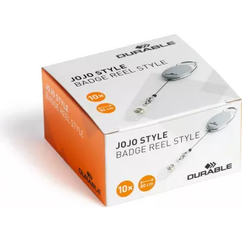 DURABLE Jojo STYLE držiak na preukaz so snap-button slučkou, 80 cm nylonová šnúra, čierna, balenie 10 ks 832410