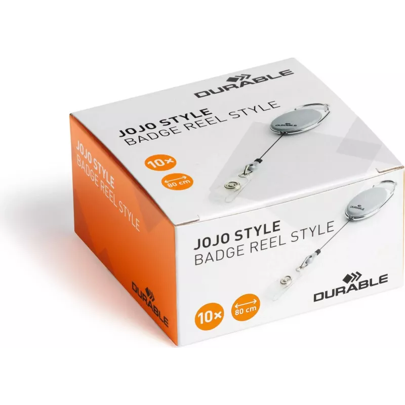 DURABLE Jojo STYLE držiak na preukaz so snap-button slučkou, 80 cm nylonová šnúra, čierna, balenie 10 ks 832410