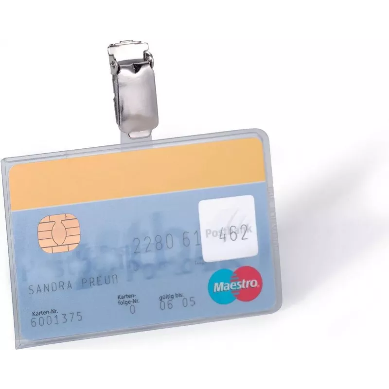 DURABLE držiak na ID karty so sponou pre 1 kartu, transparentný, 25 ks (811319)