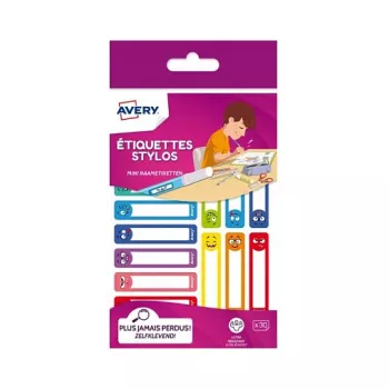 AVERY etikety na perá, papier, 10 x 50 mm, farebné rámiky, zaoblené rohy, na ručné popísanie, permanentne lepiace – 30 etikiet (RESMI30S)