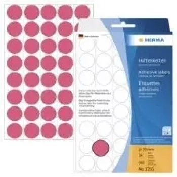HERMA 2256 permanentne lepiace okrúhle etikety žiarivo červená 19 mm, 960 etikiet (24 listov x 40)