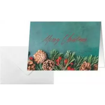 SIGEL DS642 Green Christmas A6 na šírku skladacia karta, 250 g/m² biely kartón, atramentová/laserová/kopírovacia, 5 kariet s obálkami