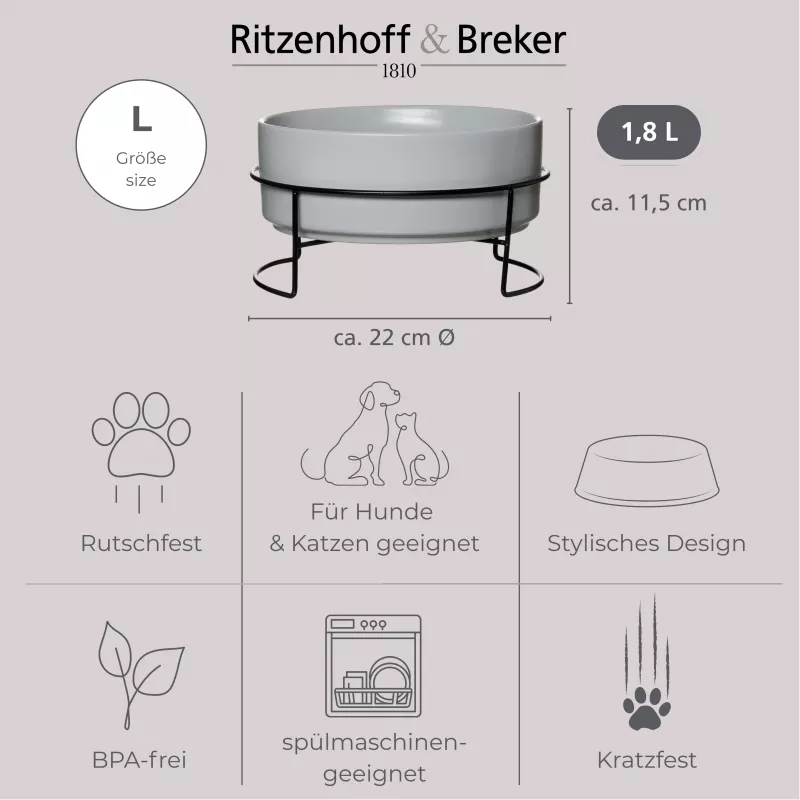Ritzenhoff & Breker TARO súprava misiek 1,8L sivá kamenina keramika 450484