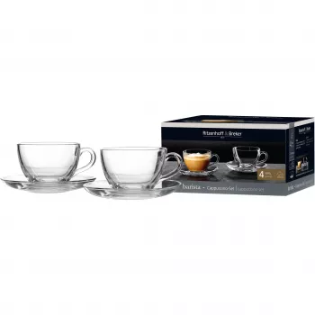 Ritzenhoff & Breker BARISTA cappuccino súprava, 4-dielna, číre sklo, 220 ml šálky, vhodné do umývačky 822021