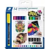 Staedtler Lumocolor Permanent Marker sada 317 C14 - 14 rôznych farieb, jemný hrot 0,6 mm