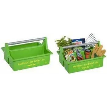 allit McPlus Carry Jardinier košík na náradie, zelený, ergonomická hliníková rukoväť, 2 veľké priehradky, 1 kus (8500906006)