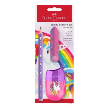 Faber-Castell Einhorn Jumbo písacia súprava, fialová, 3 ks, 3 mm tuhá, ergonomický trojhranný tvar 111528