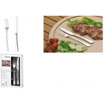 Esmeyer SYLVIA súprava príborov na steak a pizzu, 12-dielna, leštená nerez oceľ, 6 steakových nožov a 6 steakových vidličiek 156-256