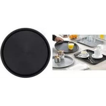 Esmeyer OHIO Okrúhly servírovací podnos, čierny plast, pogumovaný protišmykový povrch, 35 cm 307-016