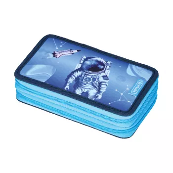 Herlitz dvojkomorový peračník Cosmic Explorer, 23 dielov, 2 zipsy, farebná vnútorná podšívka 400197545