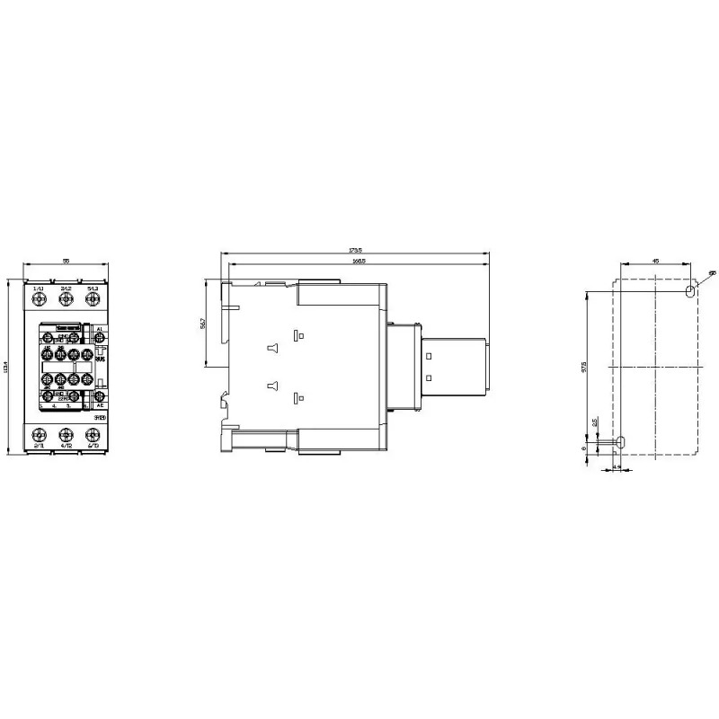 SIEMENS stýkač AC-3 22kW/400V 2NO+2NC 230V AC 50A S2 skrutkové svorky (3RT20361AP04)