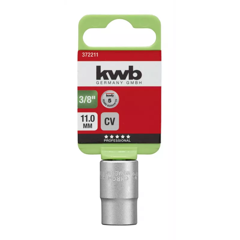 kwb 372211 nástrčný kľúč 11 mm 3/8 palca pohon, chrom-vanádiová oceľ, 6-hranný