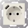 JUNG A 1520-15 CA zásuvka SCHUKO 16 A 250 V s USB nabíjačkou 1 x Type-A + 1 x Type-C, Safety Plus, séria AS, biela (ivory)
