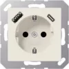 JUNG A 1520-15 CA zásuvka SCHUKO 16 A 250 V s USB nabíjačkou 1 x Type-A + 1 x Type-C, Safety Plus, séria AS, biela (ivory)