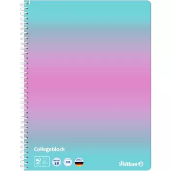 Pelikan Collegeblock Color Edition A4 mint/ružová linajkový s 2 okrajmi, 80 listov, 70 g/m² bez drevoviny, 4-násobne dierovaný, 1 ks 400197019