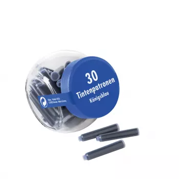 Pelikan 4001 Standard International krátke atramentové náplne pre plniace perá, kráľovská modrá, vymazateľné a vymývateľné, 30 náplní v skle 300003745