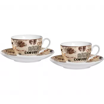 Ritzenhoff & Breker CREMA Cappuccino sada, 4-dielna, porcelán, potlač, vhodná do umývačky 422108