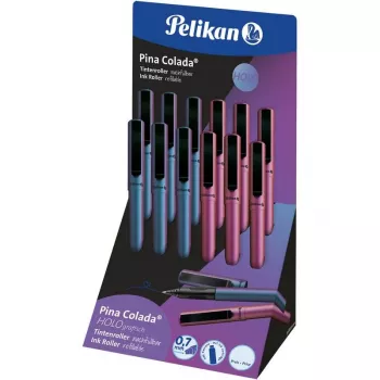 Pelikan Pina Colada Holo roller - display s 12 kusmi, holografický metalický lak, stredne modrý atrament 300007994