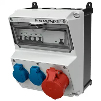 MENNEKES AMAXX kombinácia zásuviek, IP44, 32A, 400V, 1x CEE 32A 5p, 2x Schuko 16A, prúdový chránič 30mA, istič 920080