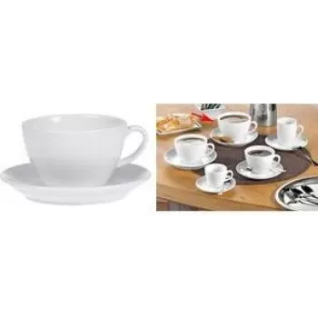 Esmeyer BISTRO sada šálok na bielu kávu, 6 dielov, biely porcelán, okrúhle ucho, 76 mm výška, 220 ml 433-254