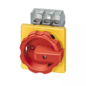 Siemens 3LD2804-0TK53 3-pólový hlavný vypínač / núdzový vypínač, 125 A, predná montáž, červená/žltá