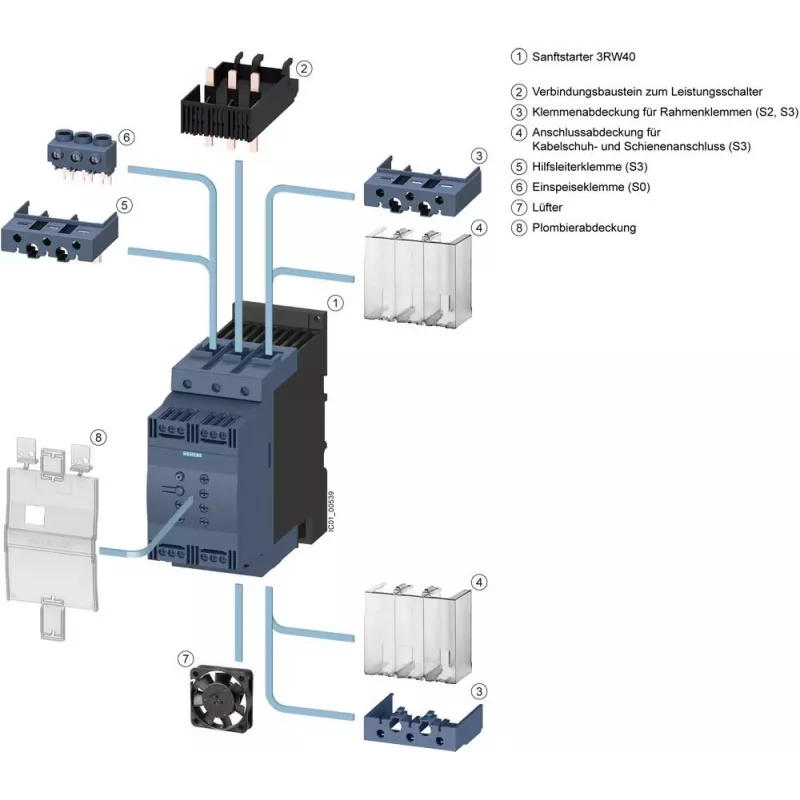 SIEMENS SIRIUS 3RW4038-1 softštartér, 37 kW, 72 A, 200-460 V AC, 24 V AC/DC ovládanie, skrutkové svorky 3RW40381BB04