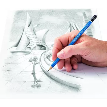 STAEDTLER Mars Lumograph 100 G24 sada kresliacich ceruziek, 24 rôznych tvrdostí v kovovej škatuľke, modrá šesťhranná
